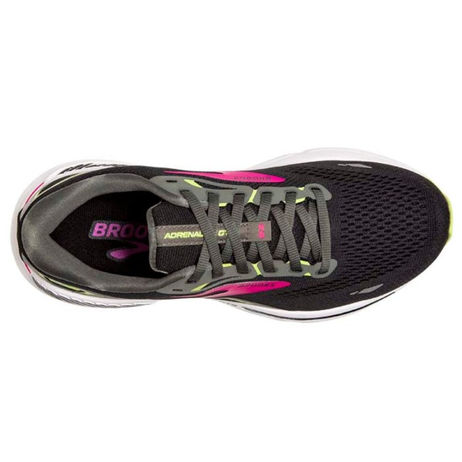 Womens Shoes Brooks Running | Womens Brooks Running Adrenaline Gts 23 In Black/Gunmetal/Sharp Green