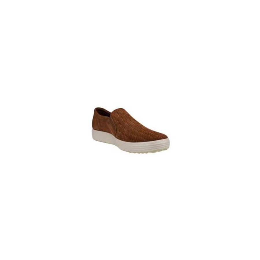 Mens Shoes Ecco | Mens Ecco Soft 7 Woven Slip-On In Camel