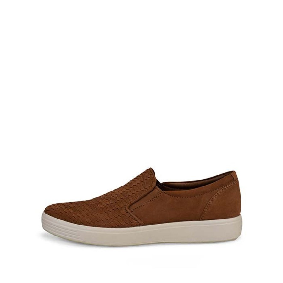 Mens Shoes Ecco | Mens Ecco Soft 7 Woven Slip-On In Camel