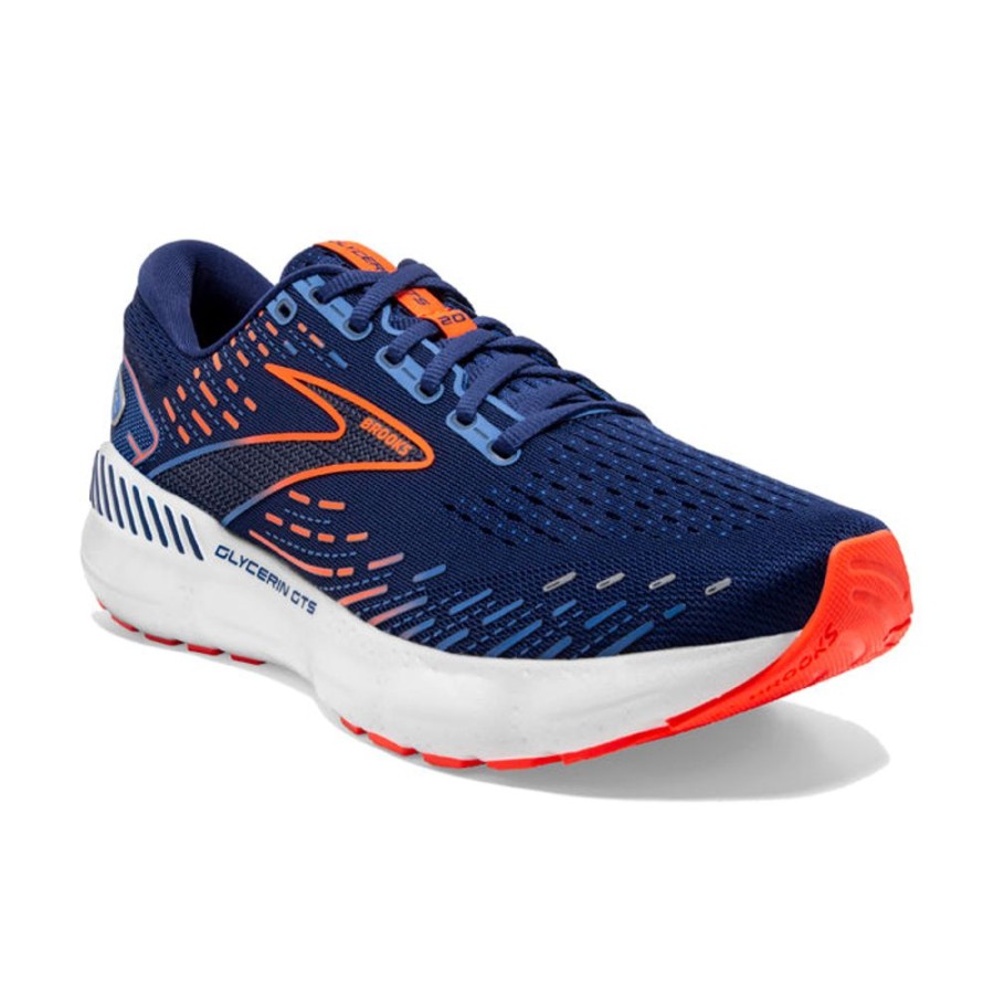 Mens Shoes Brooks Running | Men'S Brooks Running Glycerin Gts 20 In Blue Depths/Palace Blue/Orange