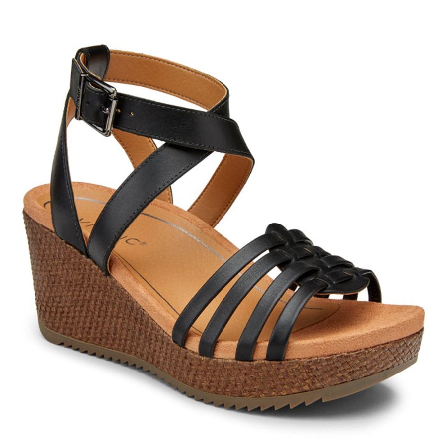 Womens Shoes Vionic | Womens Vionic Clarisa Wedge Sandal Black