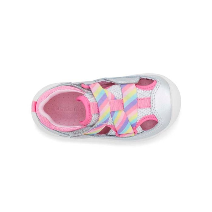 Girls Shoes Stride Rite | Little Girl Stride Rite Srtech Surf In Silver Rainbow