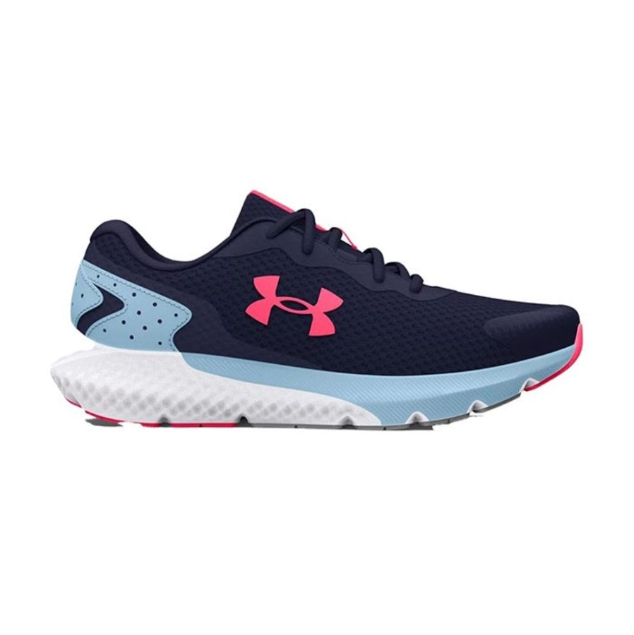 Girls Shoes Under Armour | Big Girl Under Armour Charged Rogue 3 In Midnight Navy/Blizzard/Pink Shock