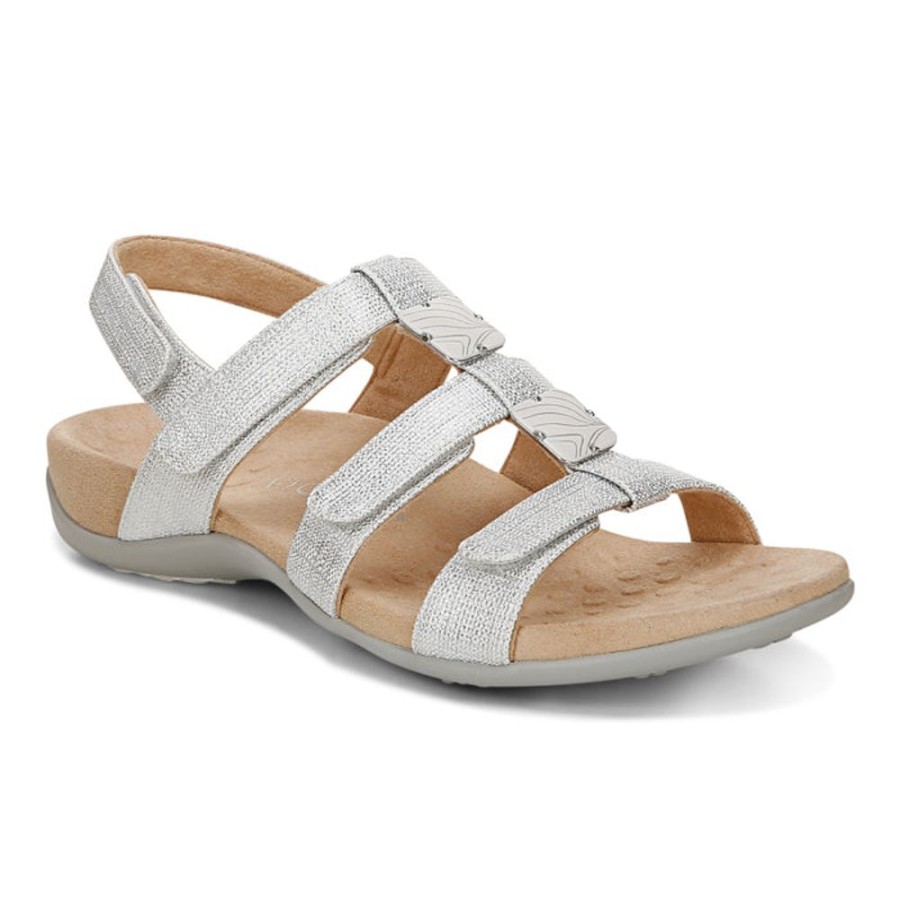 Womens Shoes Vionic | Womens Vionic Amber Adjustable Sandal Silver